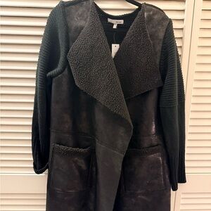 WD.NY Black Teddy Jacket with Shearling Detail